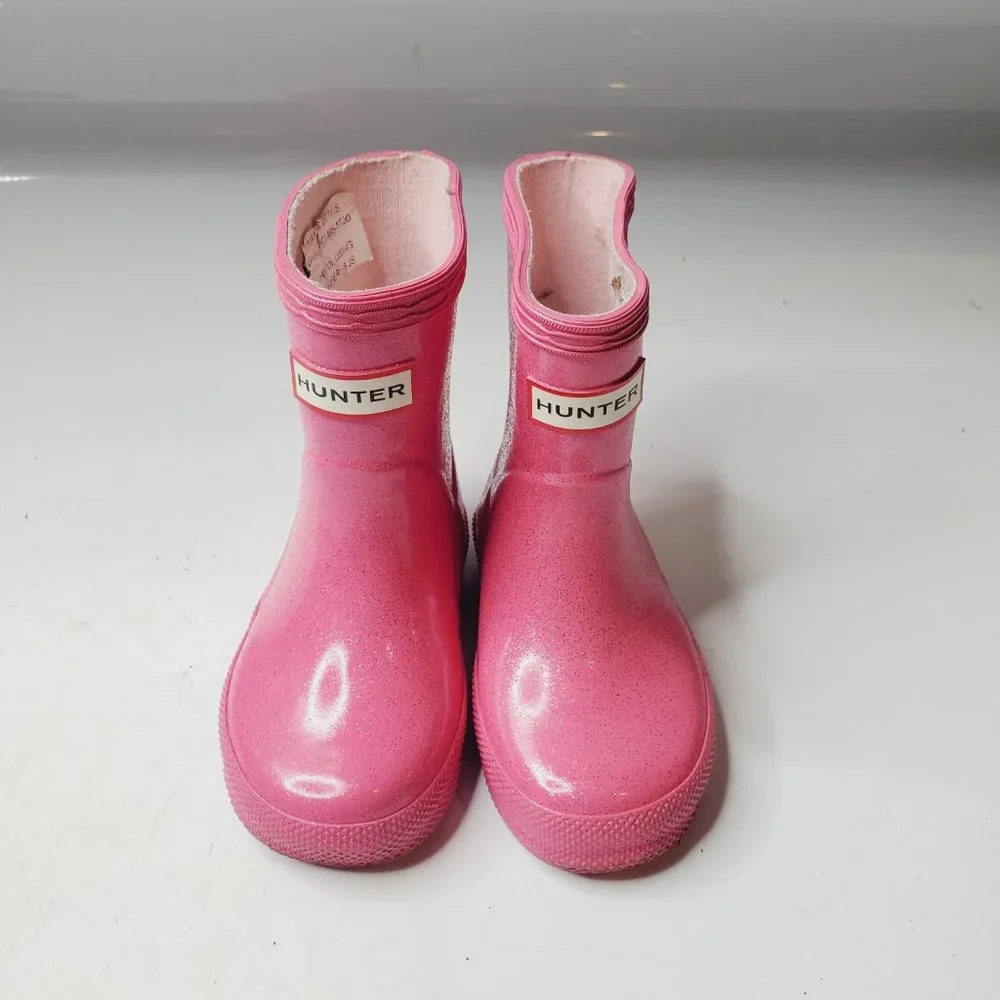 Hunter Girl's Pink Round‎ Toe Outdoor Casual Rubber Rain Boots Size US 5B